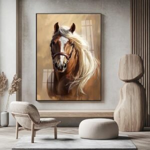 Quadro Cavalo Elegante – Arte Moderna Animal em Tons Neutros
