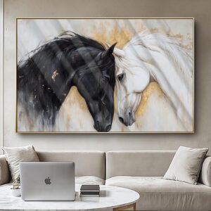 Quadro Cavalos Yin Yang – Arte Elegante Moderna em Alumínio