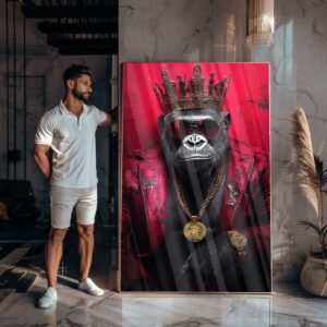 Quadro Gorila Rei Vermelho – Arte Moderna Luxo em Alumínio