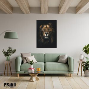 Quadro Leão Real – Arte Moderna Poder e Elegância em Alumínio