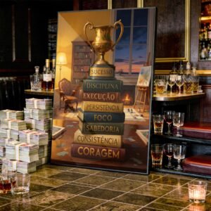 Quadro Motivacional Sucesso e Disciplina – Arte Moderna em Alumínio