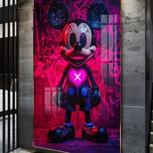 Quadro Rato Urbano Neon – Arte Moderna Street Style em Alumínio